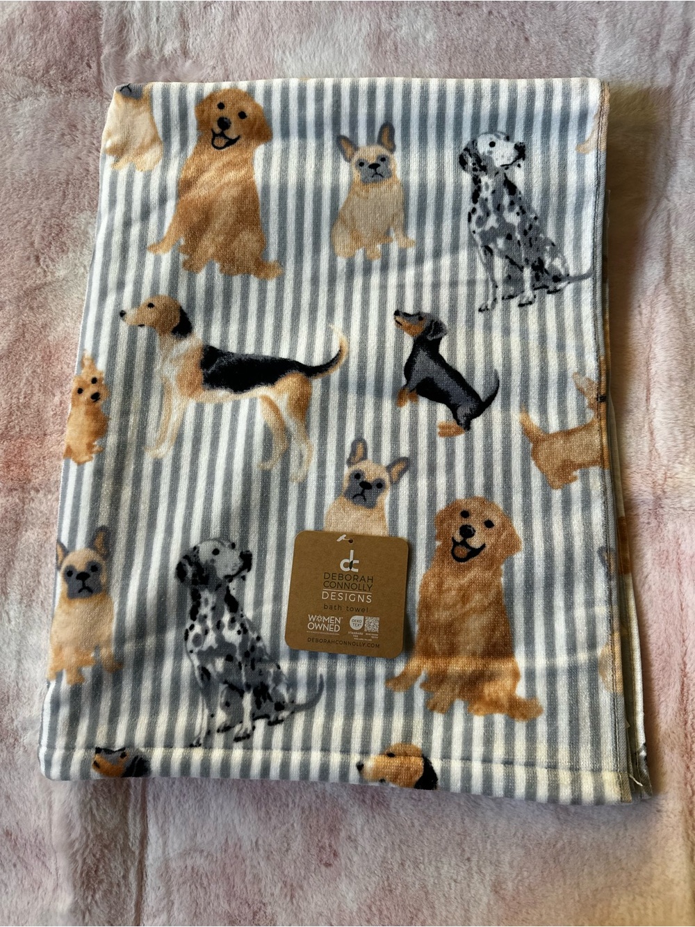 Dog Print Bath Towel  - Deborah Connolly NWT